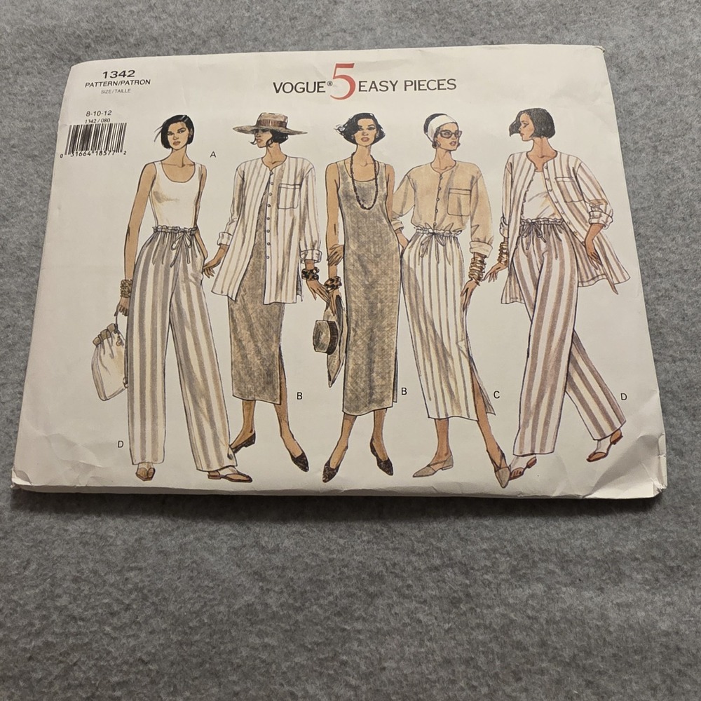 Vogue Very Easy Shirt, Top, Dress, Skirt & Pants Pattern #1342 Misses 8-12 Uncut